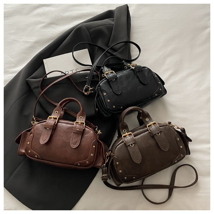 Trendy Vintage Y2K Biker Bowling Bag, Unique Handbag, Versatile Shoulder, Crossbody & Underarm Bag for Women