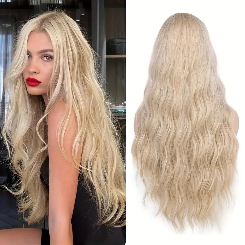 European and American wig in long curly hair wig female lifelike Spice girl blonde curly hair big waves full head cover XQ202