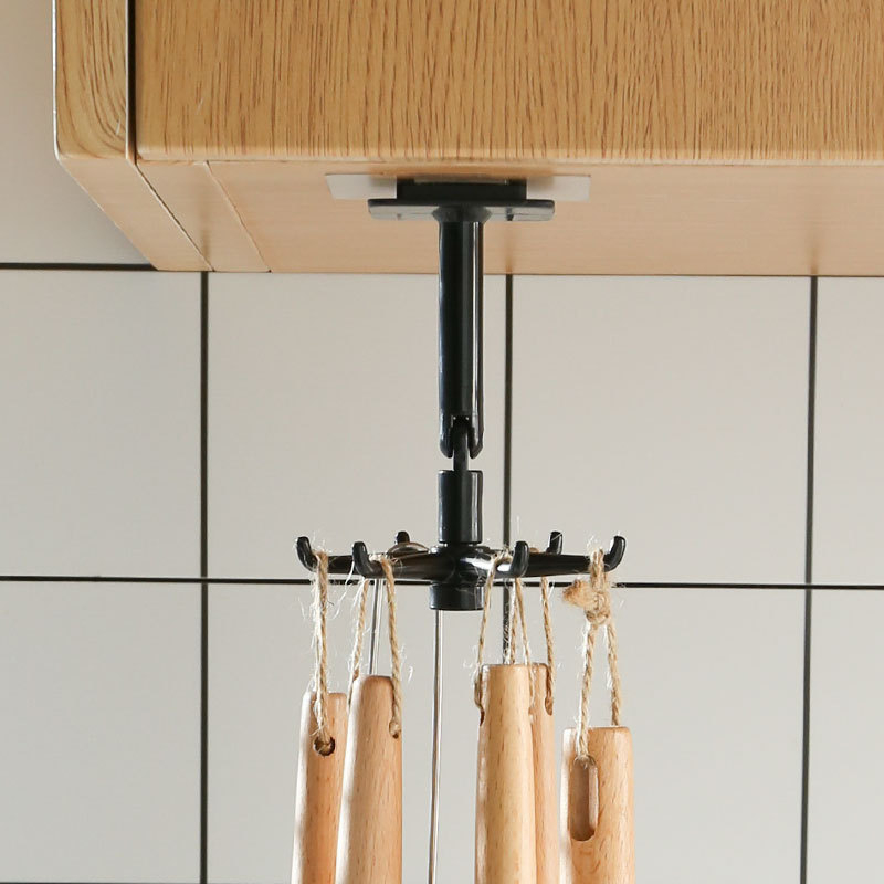 Self Adhesive Hooks Wall Door Hook 360 Degree Rotated Kitchen Hooks Handbag Clothes Ties Bag Hanger Utensils Hanging Rack