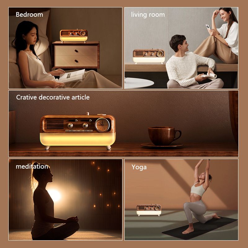 24W Mini Retro Audio, Sleep Aid and Wake-up Light, White Noise Sleep Aid Speaker, 6 Natural Sounds, Wireless Bluetooth Speaker, Night Light, Alarm Clock, for Home Office