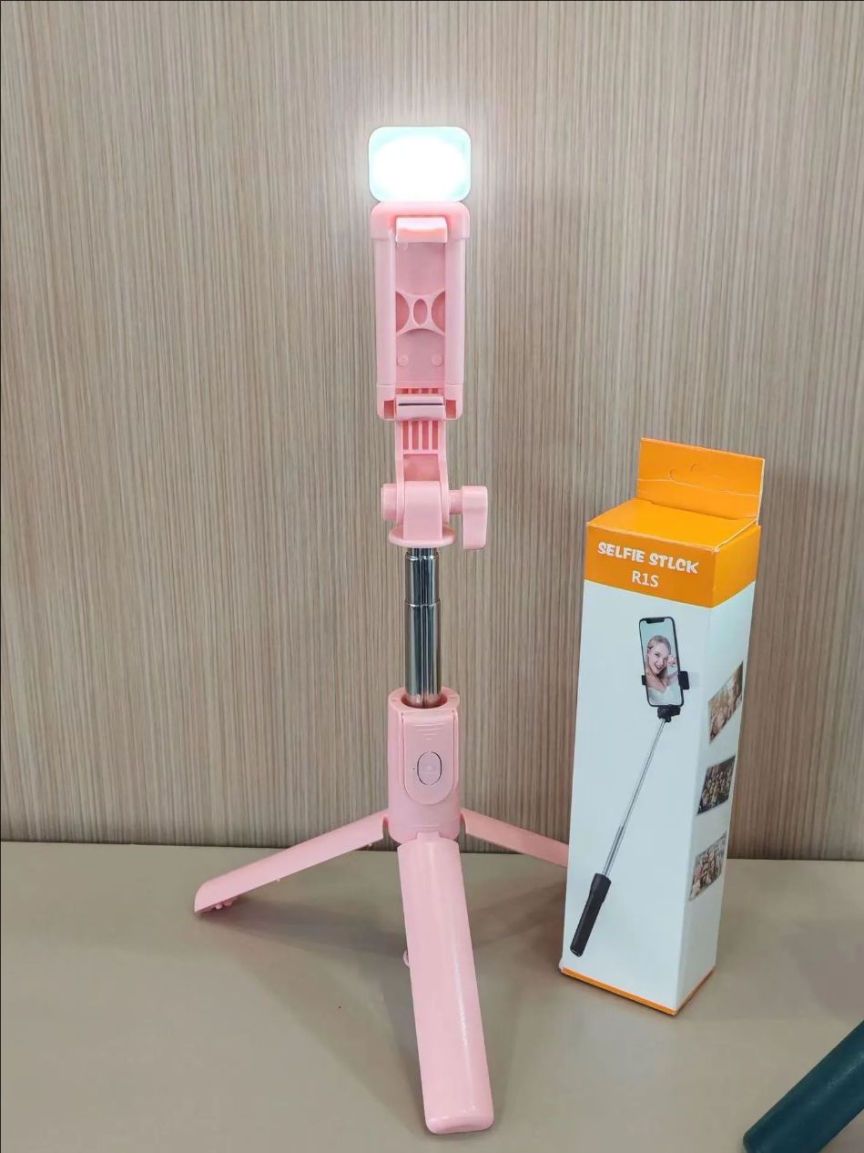 R1s mobile phone selfie stick portable integrated Bluetooth remote control fill light live telescopic mobile phone bracketGREEN