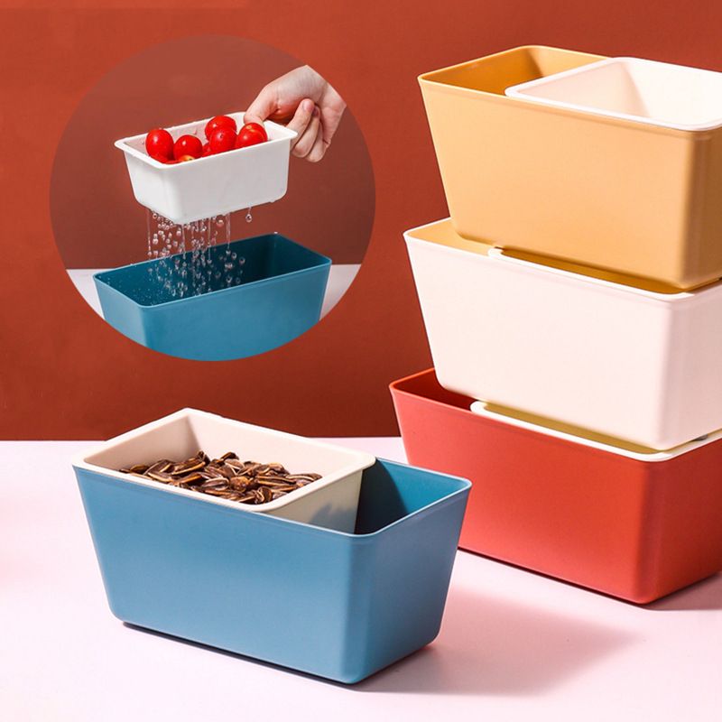 2206243 Household Snack Peel Nut Storage Box Double-layer Drain Basket Melon Seed Peel Storage Box Nut Candy Box Easy Clean