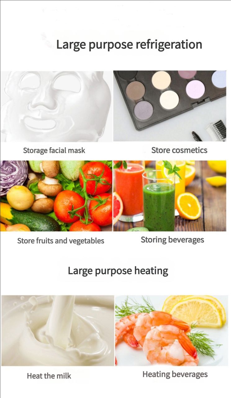 Car refrigerator, mini refrigerator, portable hot and cold dual-purpose cooler semiconductor refrigerator, suitable for skin care, beverages, food, cosmetics, home, office and car use, 110V/12V dual purpose