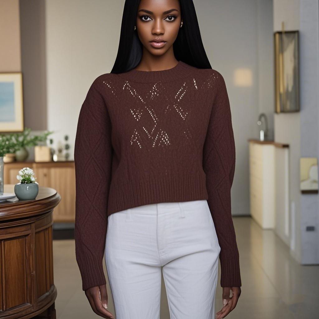 Wool knit Sweater Round Neck Women's Sweater