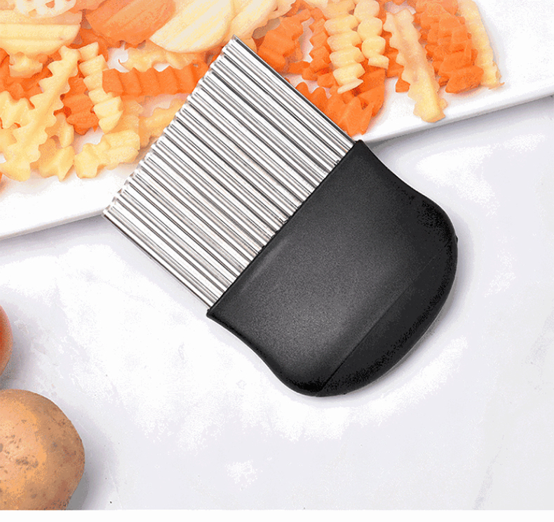 Potato Crinkle Cutter, Stainless Steel Crinkle Cutting Tool, Potato Fry Cutter, Kitchen Vegetable Wavy Blade Cutter, Vegetable Strips Salad Fruit Chopping Knife