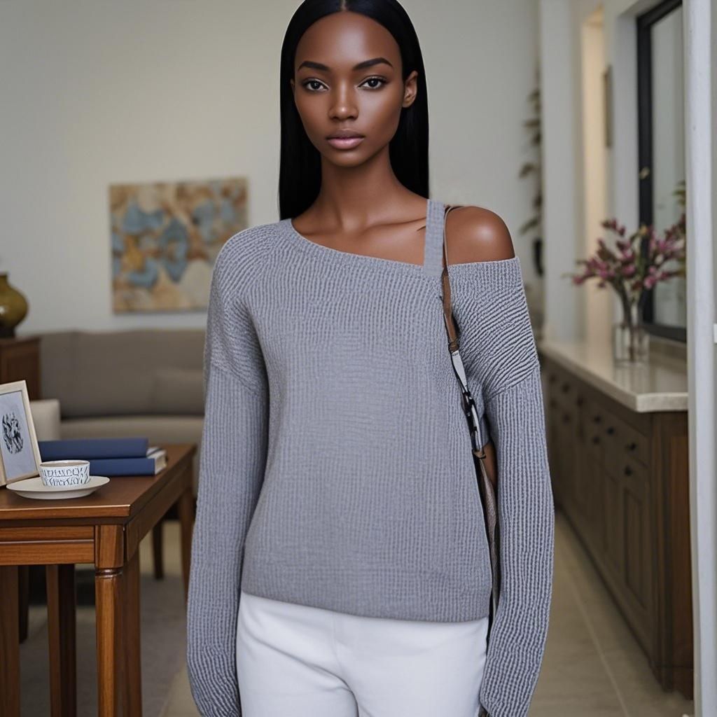 Wool Solid Simple Off-Shoulder Women's Sweater