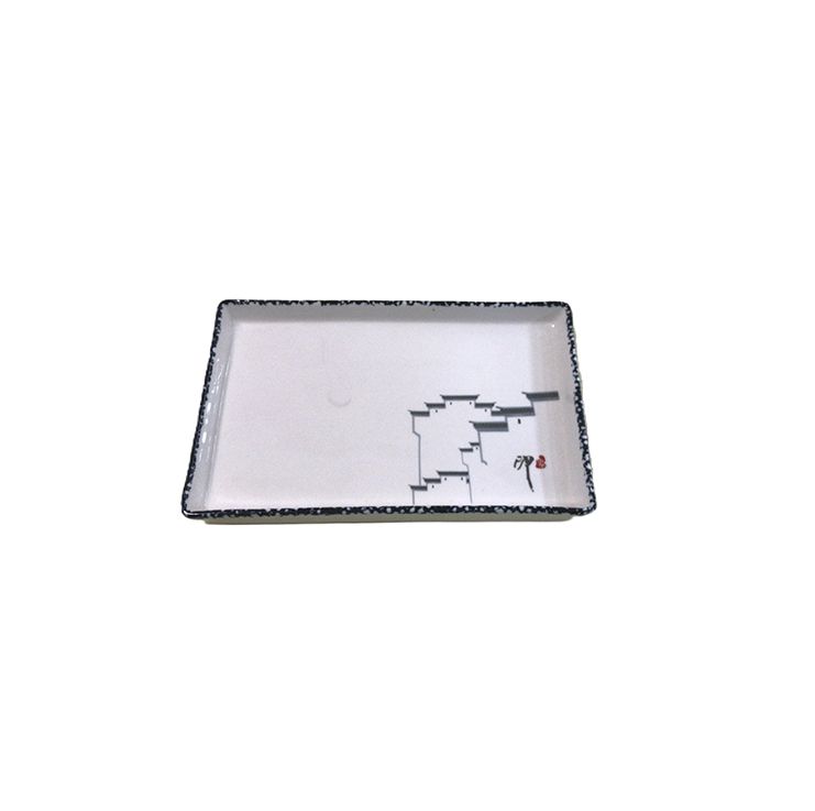 Antique colored rectangle enamel dinner food, fruit, barbecue serving  enamel coated heavy durable ceramic tray plate T-12