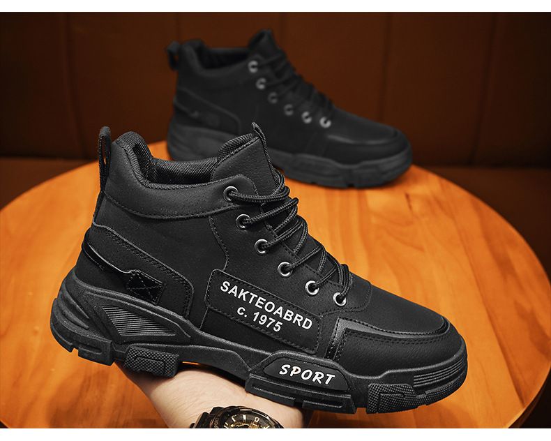 MD03 Men's Casual Skating Hiking Trekking PU Waterproof Martin Boots Trekking Shoes