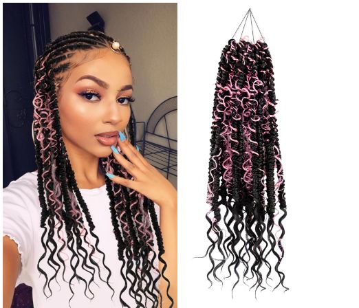 Obaasima Strands Passion Twist Crochet Hair Pretwisted Passion Twist Hair with Curly ends, Pre-looped Braided Crochet Bohemia Short Passion Twist (T1B-PINK#)