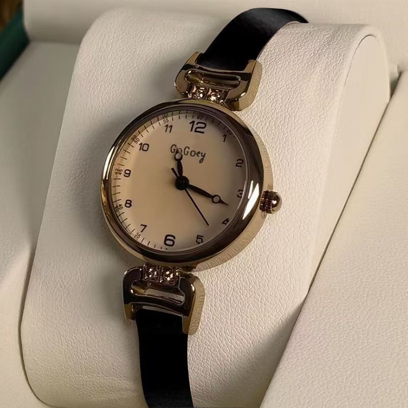 Women's watch, retro British style, fashionable and simple, student, high-end appearance, small niche, light luxury, small dial, quartz watch