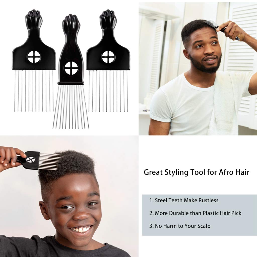 P3030 Wide Tooth Afro Pick for Men, Hair pick for Curly Hair for Women, Lift Pick Comb Tool for Wig Braid Detangle, Hair Styling