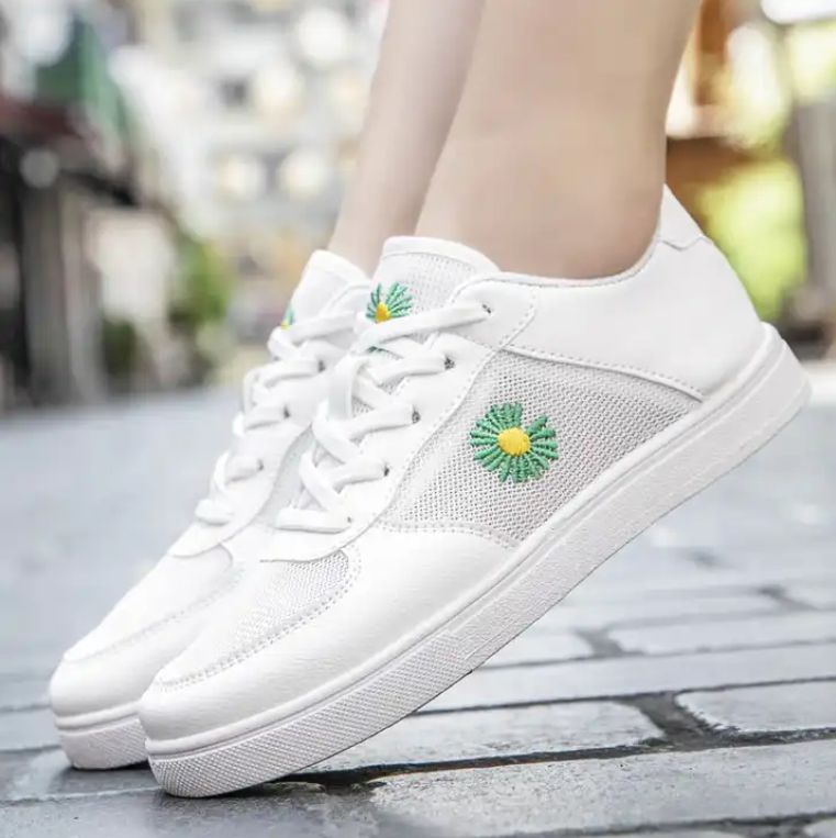 Mesh upper breathable ladies' white canvas sneakers shoes for women 