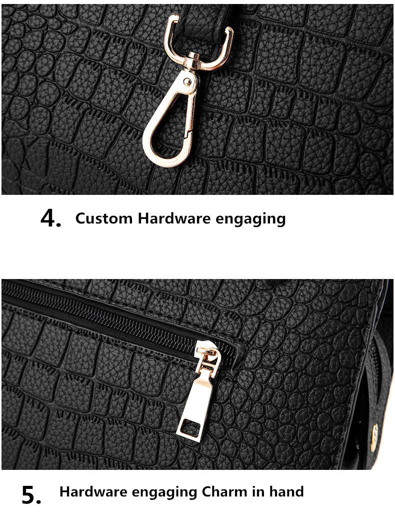 Crocodile leather women's bag V letter designer women's handbag