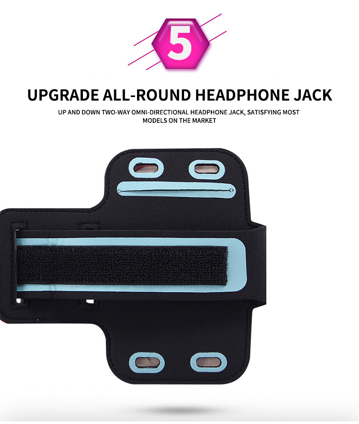 Water Resistant Large Cell Phone Armband Pouch Case with Adjustable Elastic Band & Key Slot for 6.35'' Phone