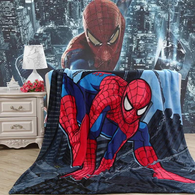 kt45454 Disney Cartoon iron Man Spiderman Blanket Cartoon Printed Soft Boy Baby Coral Fleece Blankets Thick Warm Sofa Bed Sheets