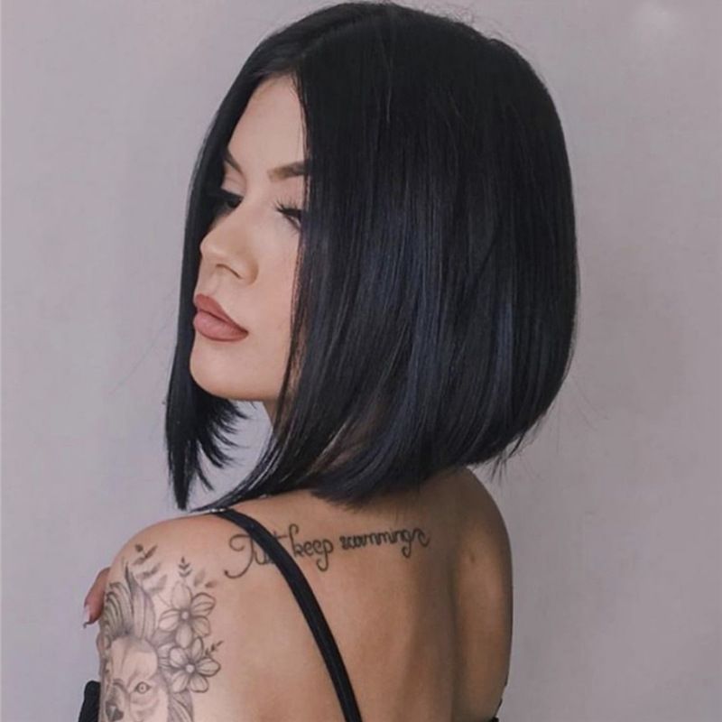 2025 New Western-Style Women's Middle-Parted Bob Wig, Short Straight Synthetic Hair Wig Cap, Cross-Border Fashion Export Wig
