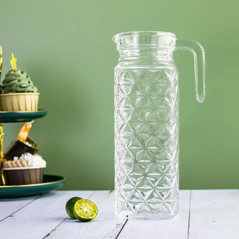 1000ML Glass Jug Glass Pitcher Sets Diamond Design Glass Jug
