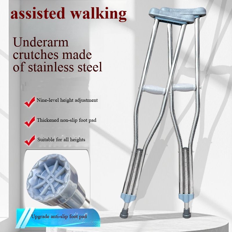 Underarm Crutches for Adults & Youth, Non-Slip Axillary Crutches, Walking Canes for Elderly, Pair of Mobility Aid Walkers
