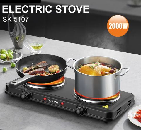 Starlux High-Quality Fast Heat Double Hot Plate 2000W - Black