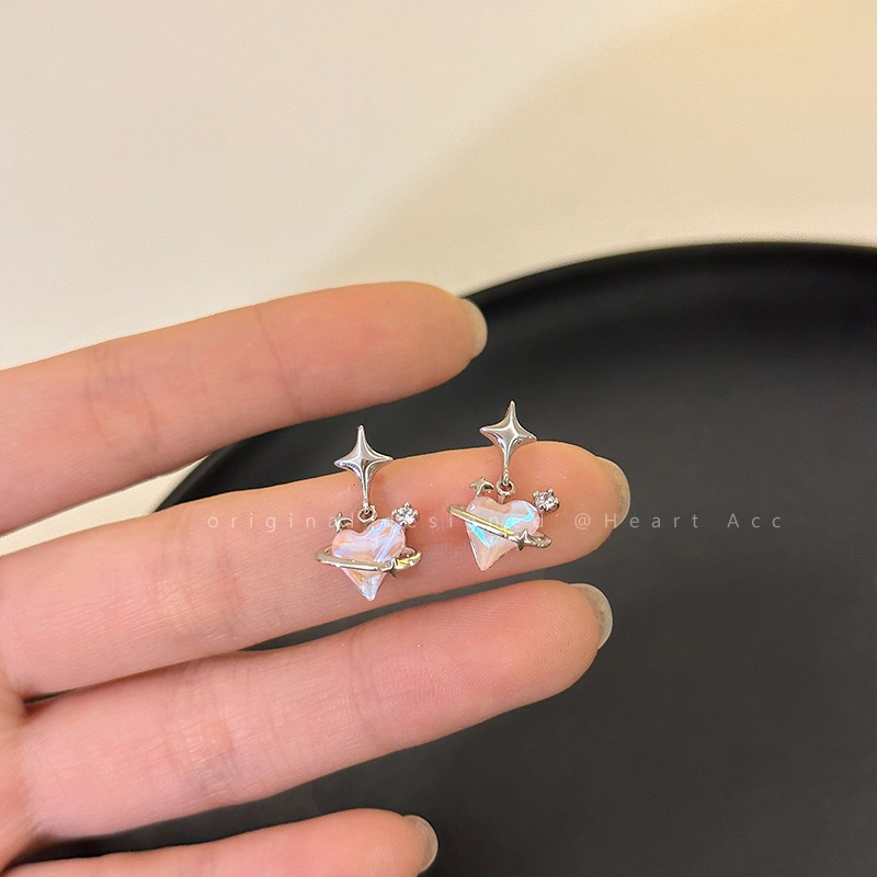 Women's Sweet Love Heart Astral Zircon Earrings Jewelry Gift