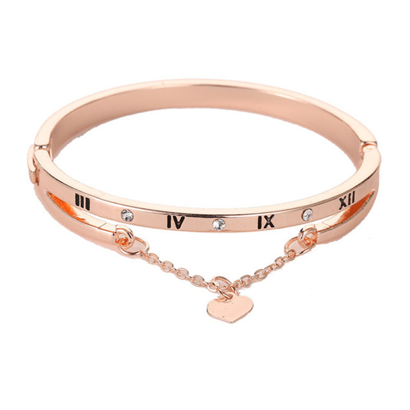A007 2022 New Luxury Brand Rose Gold/Gold/Silver Color Bracelets & Bangles Heart Roman numerals Charm Bracelet for Woman