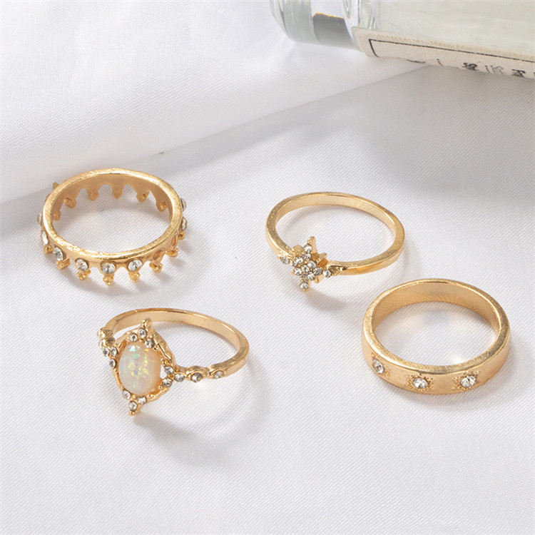 13pcs/set Crown Moon Retro Wedding Women's Jewelry Accessories Crystal Ring Ring Set Ring Gift