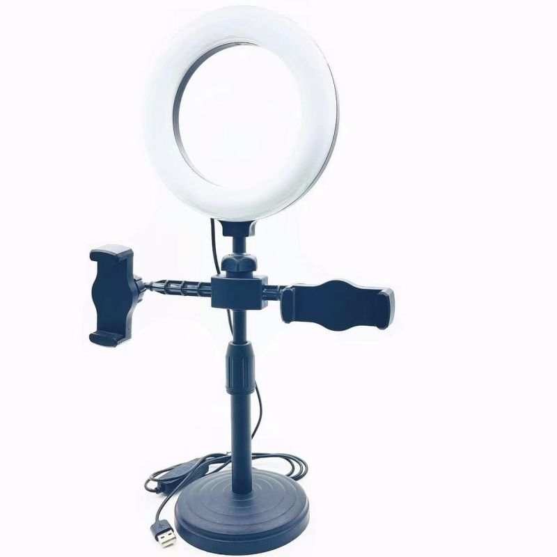 Fill Light，Desktop dual position fill light, circular phone holder, adjustable, selfie, live streaming, desktop 6-inch beauty ring light