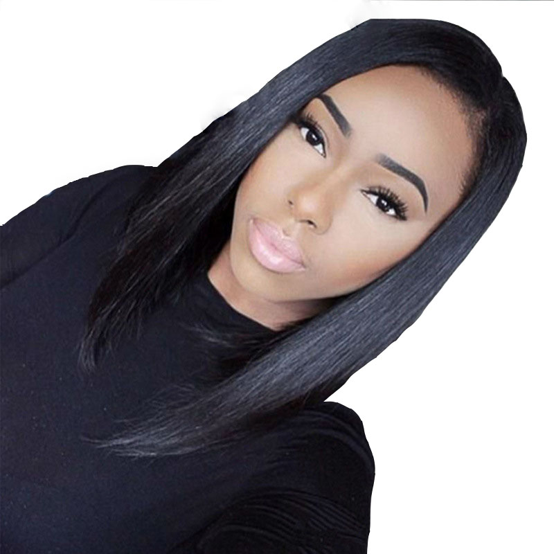 African Wig Women's Medium Length Straight Hair Center Split Fashion Chemical Fiber Headgear