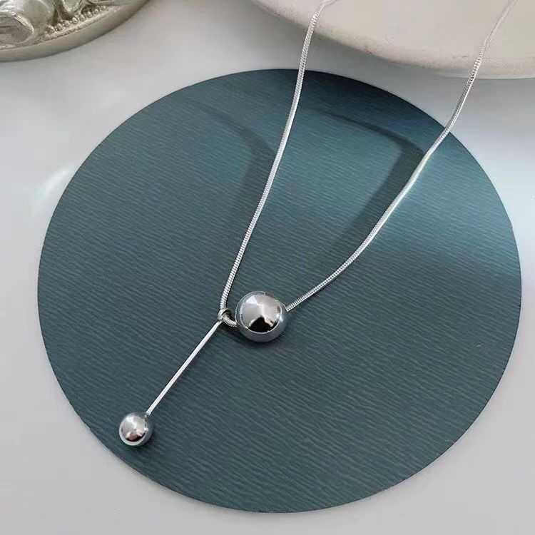 ZS000228 Stainless Steel Light Luxury High Sense Round Ball Clavicle Chain
