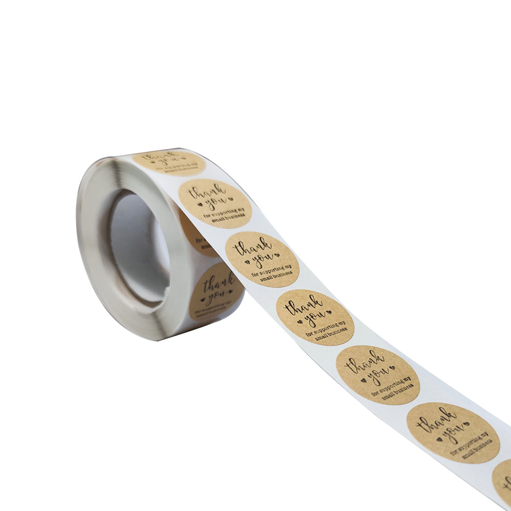 500Pcs Supporting My Small Business Thank You Stickers, Round Kraft Paper Thank You Label Tags for Business, Online Retailers, Boutiques, Shops to Use on Bags, Boxes, and Envelope