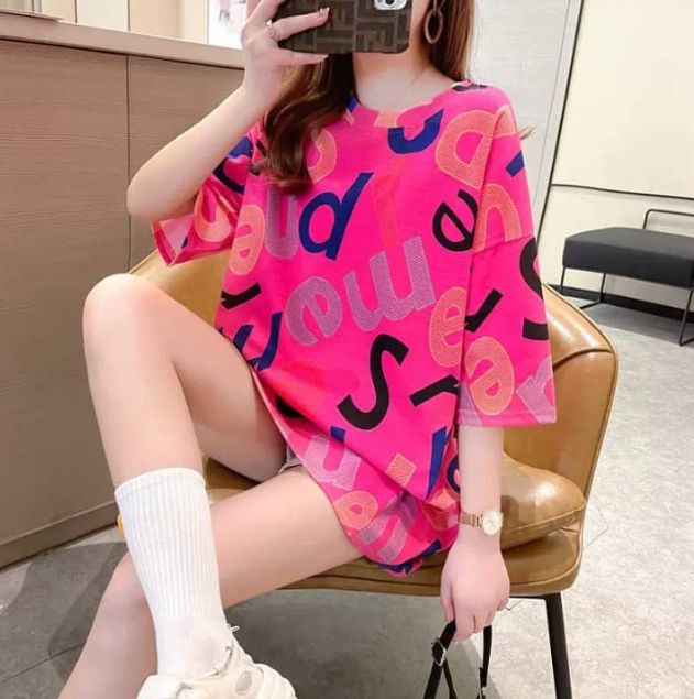  Ladies short sleeve O-neck t-shirt clothing 2024 Summer graphic Printed Casual Loose Plus Size Women's mid-long Top T-shirt