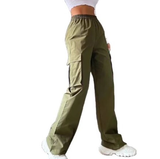 Retro Drawstring String Loose Cargo Pants Large Pocket Personality Straight-leg Casual Women's Pants
