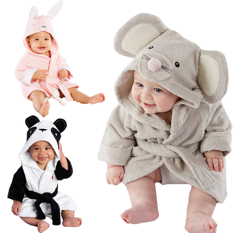 Cute Newborn Boys Girls Animals Bath Robes Baby Hooded Bath Towel Infant Bathing Clothes