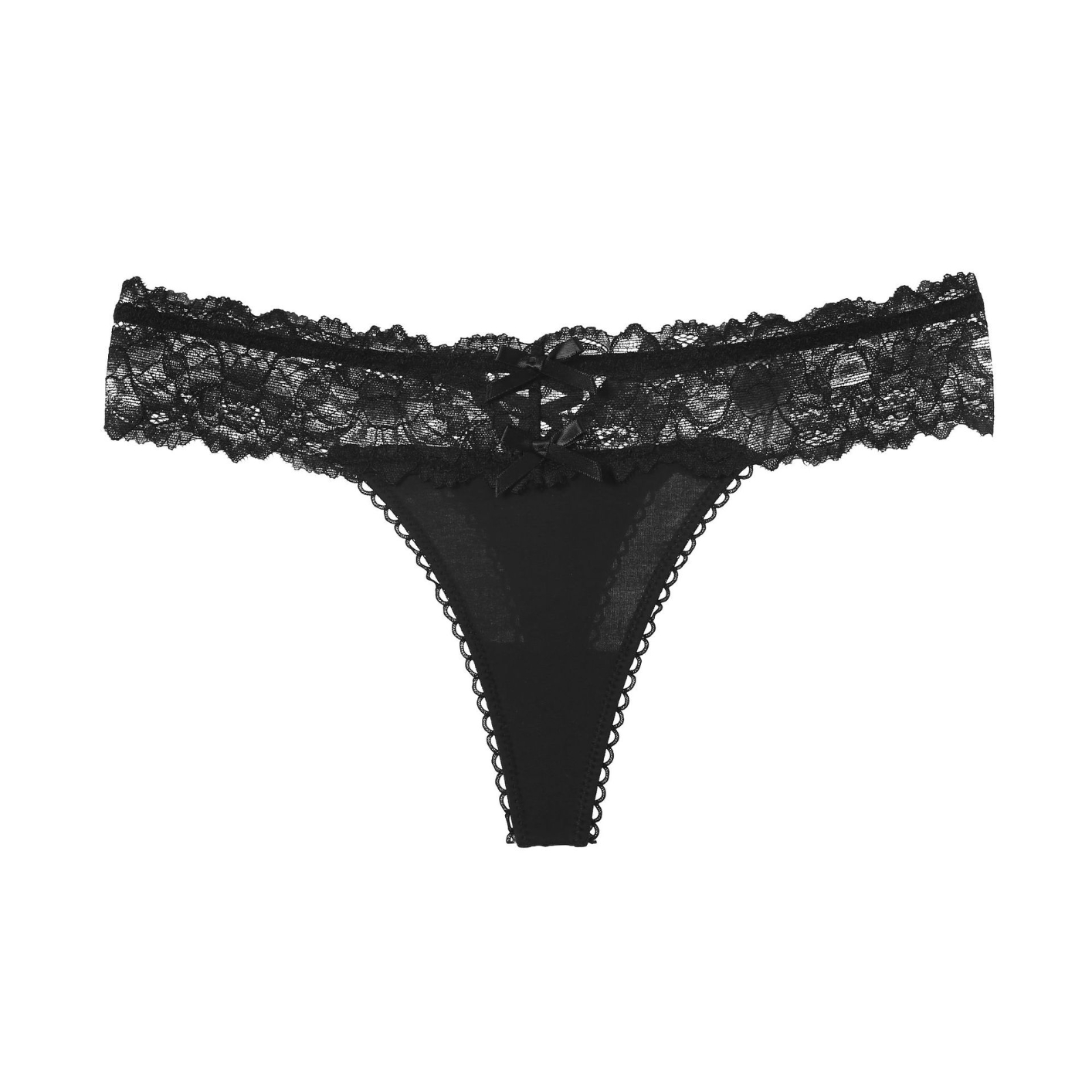 Bowknot Stitching Ladies Thong and G-String Lace Ice Silk Low-rise Underwear Slim-fit Hollow Sexy Panties