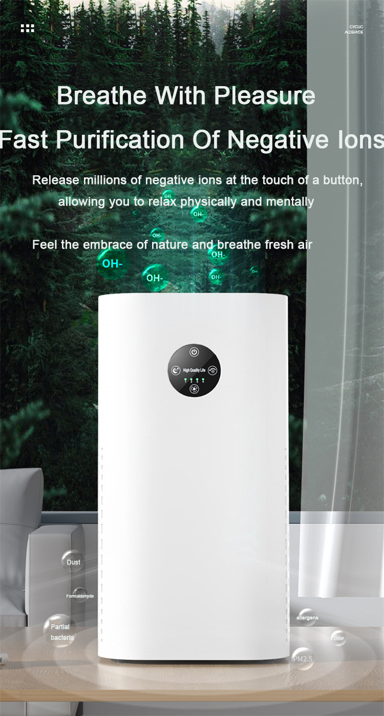 AP-2008 Air Purifier For Home Protable HEPA & Carbon Filters Negative Ion Smart Control Panel Efficient Purifying Air Cleaner