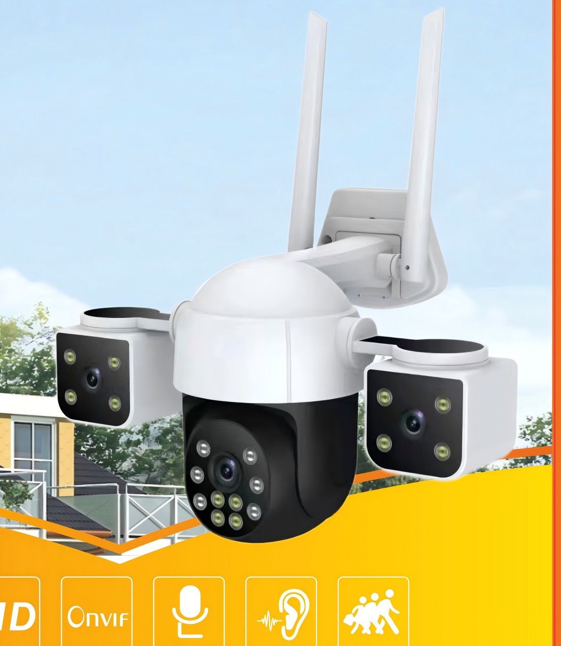 2K Security Camera Indoor-360 Cameras for Home Security and One-Tap Call, Elderly/Cat/Baby/Nanny, Motion Alert, Intelligent Tracking, 2.4GHz WiFi Only, Work with Alexa/Google Home