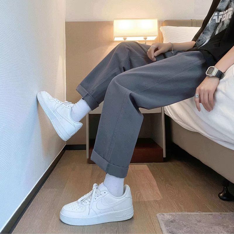 CL Q900 Men's Spring and Autumn New Versatile Loose Straight Leg Pants Solid Color Thin Casual Pants