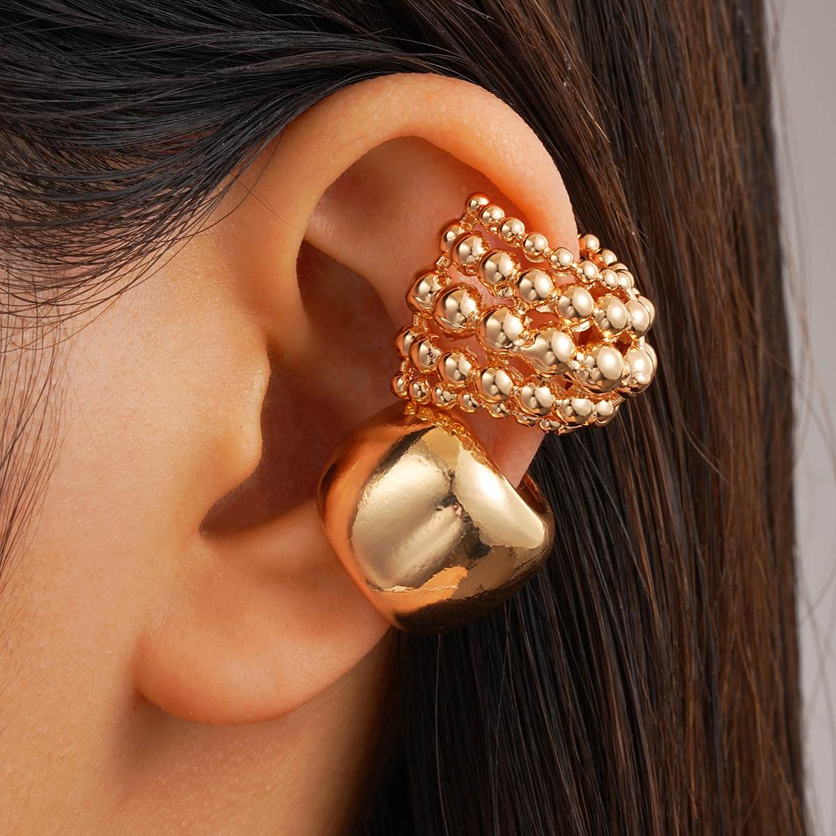 6347601HB Fashion Exaggerated Wide Clip-On Earrings Set For Women Simple Copper Metal Earring Daily Wear Vacation Jewelry Gift