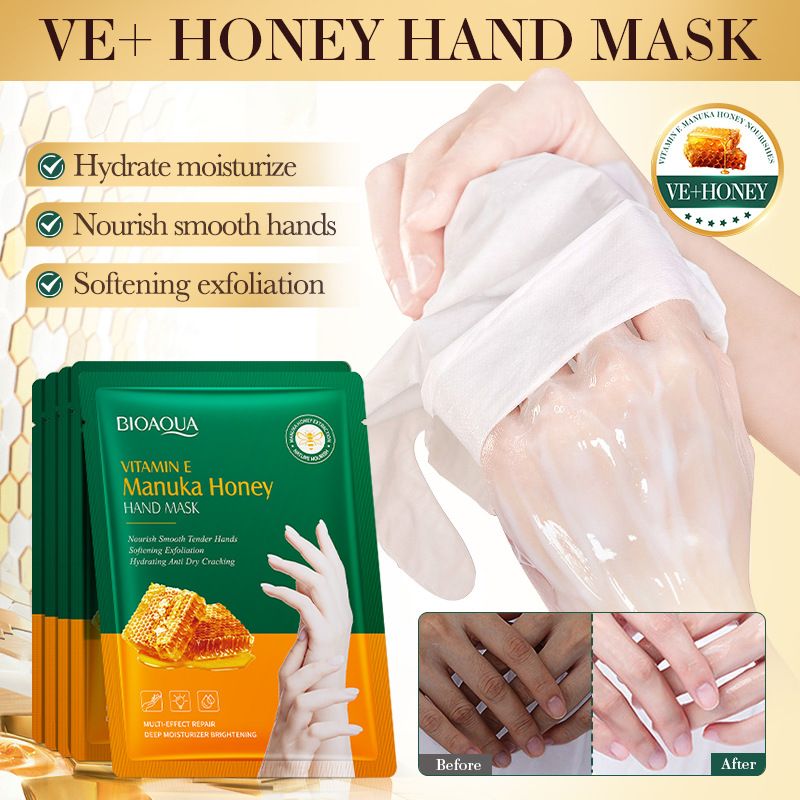 Vitamin E Manuka Honey Hand Mask BIOAOUA Moisturizing Hand Mask (10 tablets)