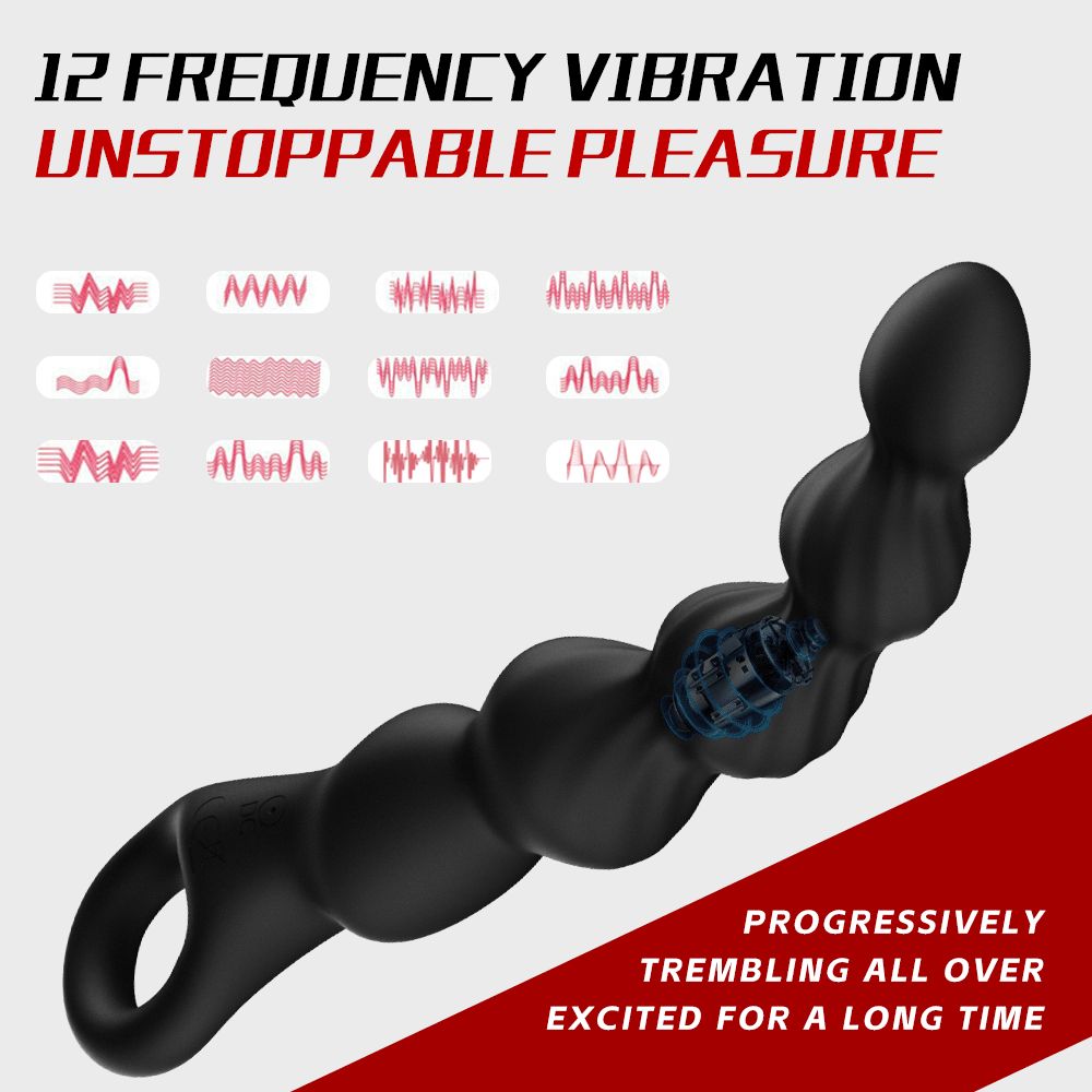 YY810 Anal Beads Sex Toys for Men, Anal Vibrator with Pull Ring Design Adult Toys Prostate Massager with 2 Powerful Motors & 12 Vibrating Modes, Male Sex Toys Dildo Anal Butt Plug for Men Women Couples