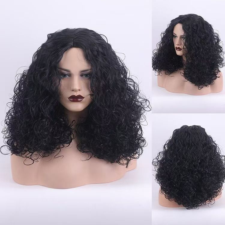 Wigs African black small curly afro short curly wig head cover black wig head cover