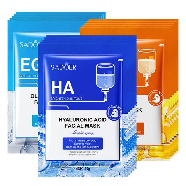 SADOER moisturizing repairing brightening hyaluronic acid, vitamin E, oligopeptides facial mask for skin care