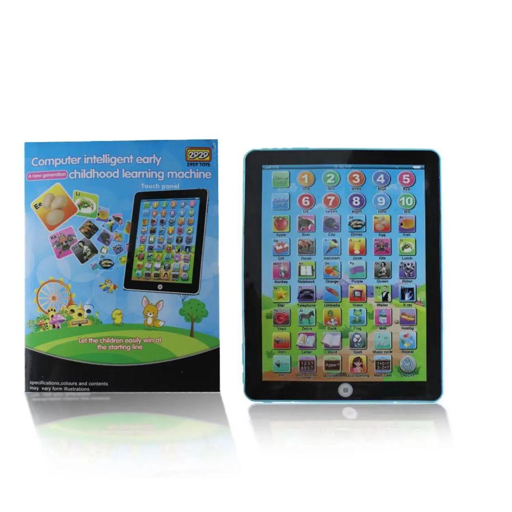 Kids Early Learning Education Touch Screen Mini iPad Tablet Computer Gift Toy For Children Learning Toys English Tablet Learning MachineBlue