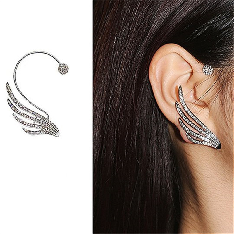 flashing wings lady's ear clips swan wings girls earrings Simple earhooks