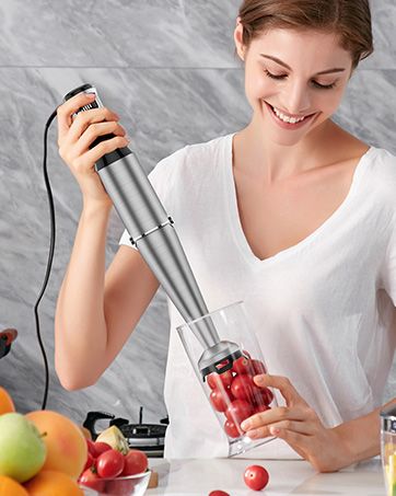 Immersion Blender Handheld Corded Hand Blenders Set 1100W, Trigger Variable Speed 5 in 1 Stick Emulsifier with Chopper, Whisk and Frother for Soup, Baby Food and Smoothies