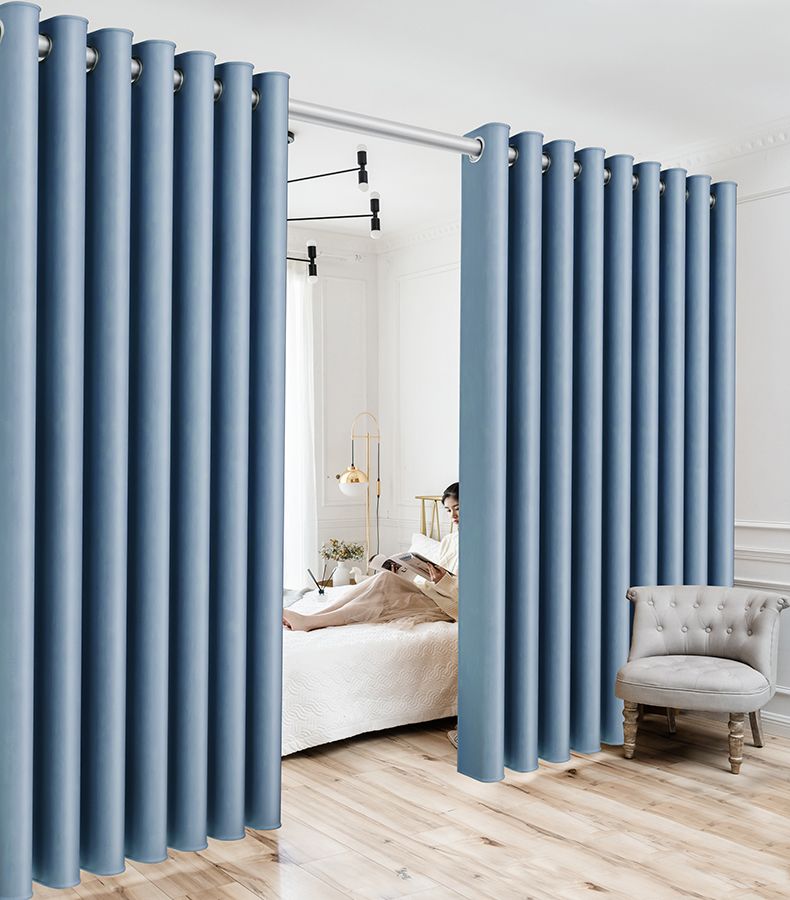 Non perforated door curtains, partition curtains, isolation and shielding fabrics, rental tenant hall poles