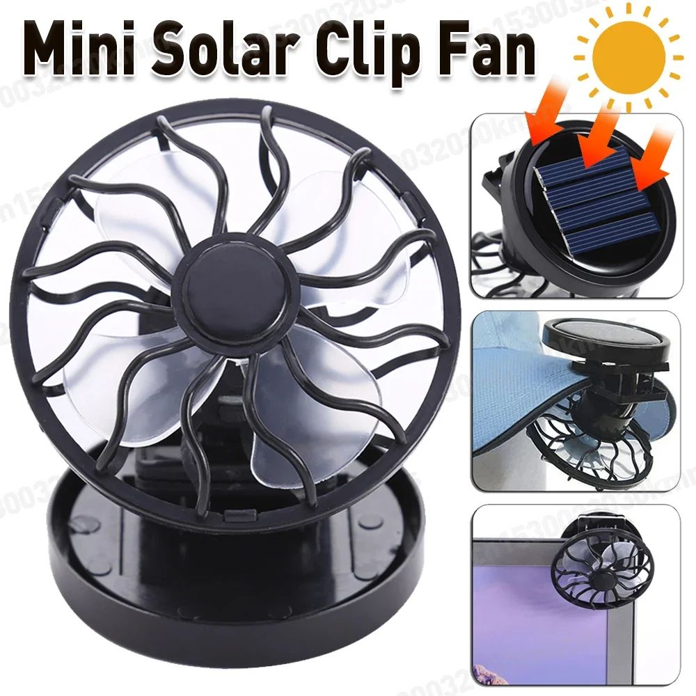 Portable Mini Solar Powered Clip Fan Summer Hat Cap Clip Cooler Fan Outdoor Camping Hiking Wilderness Survival Celling Fans