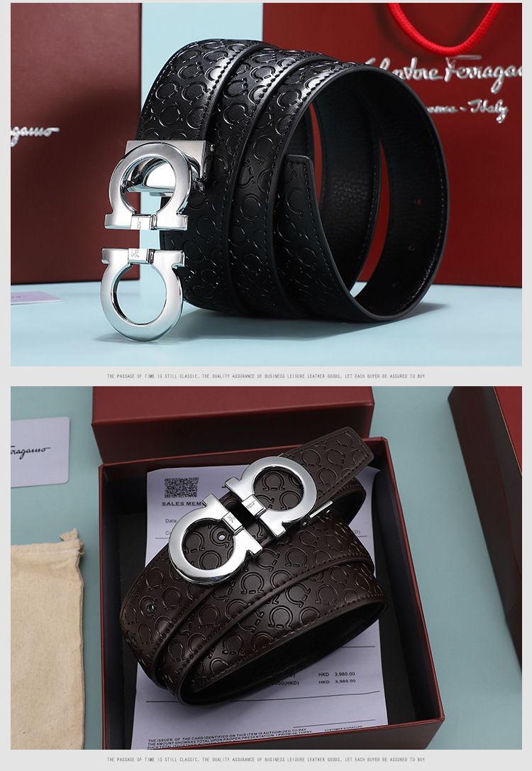 Men's Fashion Business Alloy Smooth Buckle Belt Casual Youth Genuine Leather Belt