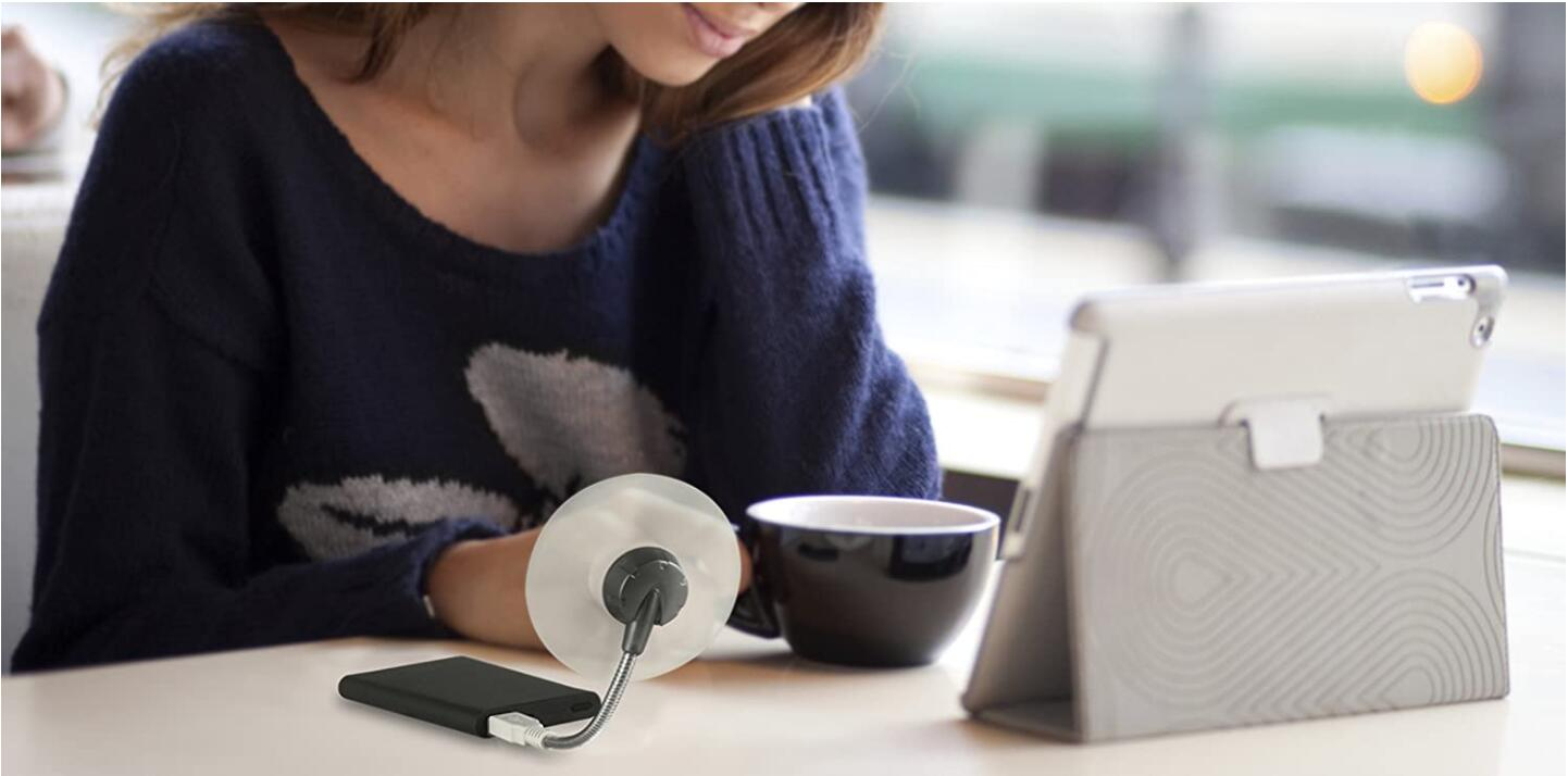 WELLHOME 2PCS Portable Pocket Fan Desktop Fan Computer Fan USB Powered Cooling Fan Mini USB Fan with Flexible Neck for Computer Laptop
