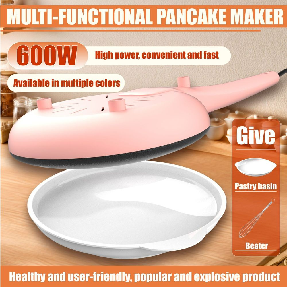 Electric Crepe Maker 8 Inch,  Portable Crepe Maker & Hot Plate Cooktop On/Off Switch, Nonstick Coating, Automatic Temperature Control, Easy To Use For Pancakes, Blintz, Chapati